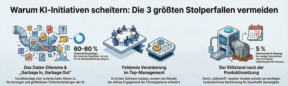 Die drei größten Stolperfallen bei KI-Projekten